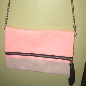 Pastel coral and cream purse